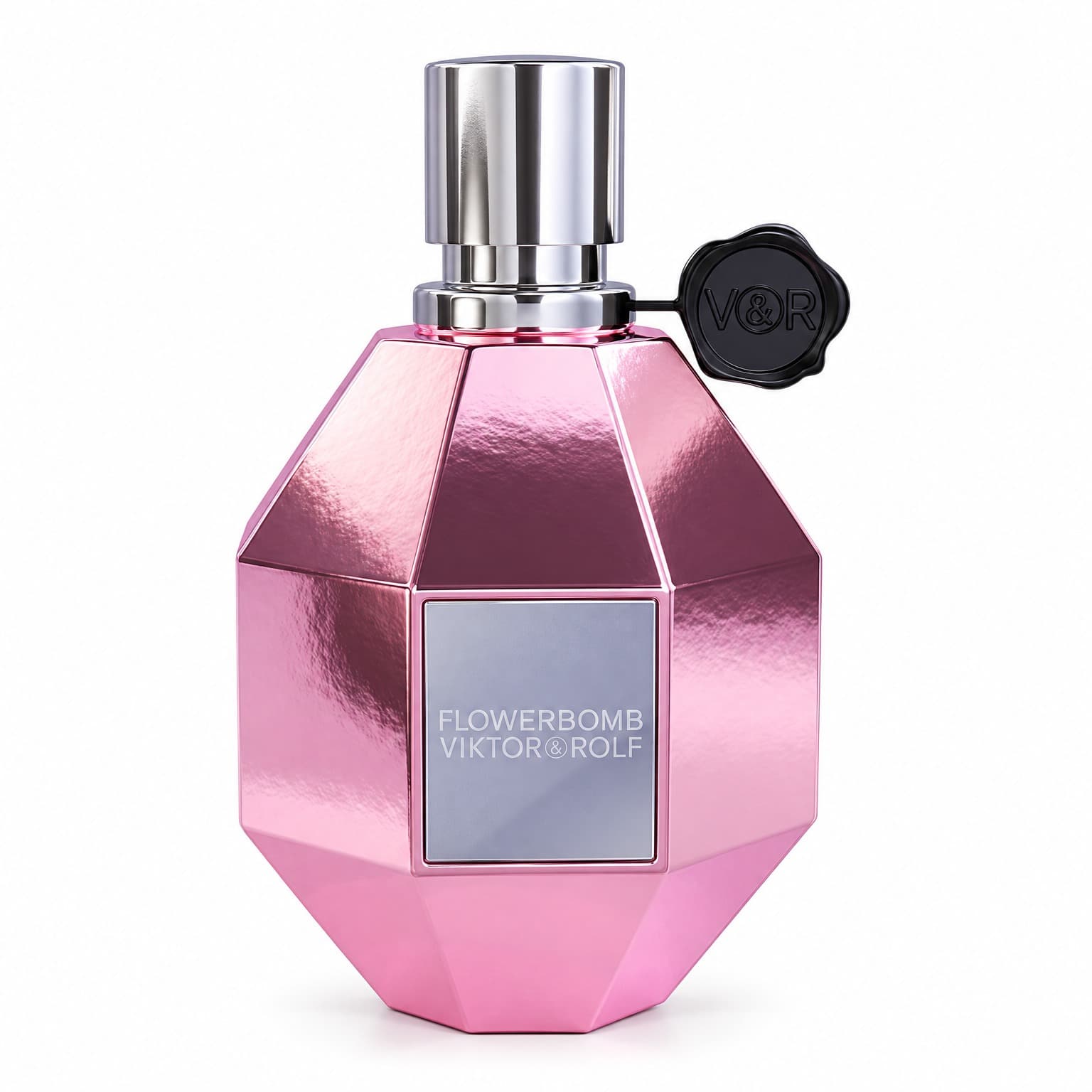 Flowerbomb Pink Chrome : visuel recréé par IA d’après la photo du flacon